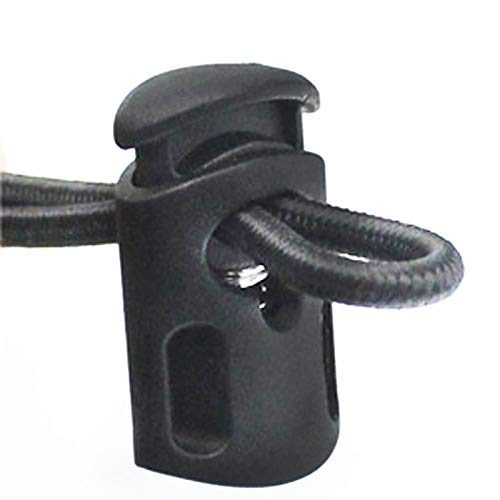 TIHOOD 100PCS Plastic Spring Stopper Single Hole Heavy Duty Cord Stop Toggle Fastener Slider Lock End for Drawstring Paracord Black
