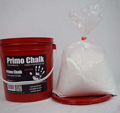 Primo Chalk Resealable Bucket: Loose Chalk for Weightlifting, Rock Climbing, & Gymnastics, Made in The USA, Chalk Ball Refill for Superior Grip - size: 16 Oz.