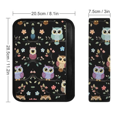 2PCS Breathable Seat Belt Cover for Adults and Children, Most Cars, Colorful Owls Cute Owl Shoulder Harness Cover, Shock Absorption - color: Pattern 565