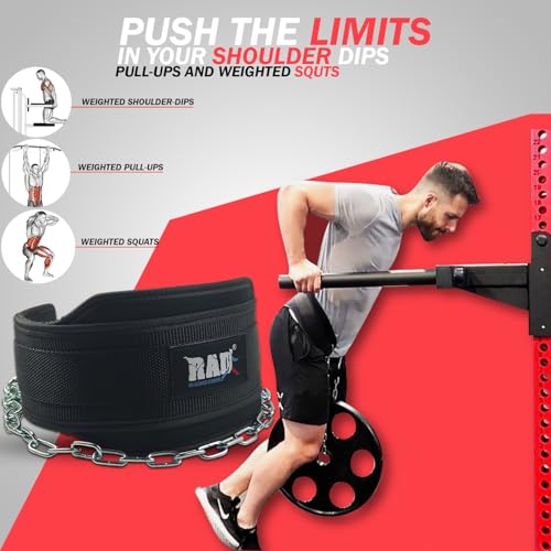 RAD Weighted Dip Belt for Men Comfortable Material Neoprene & Nylon Weight Pullups Squat Belt with Chain Weight Lifting Waist Dipping Belt for Workout
