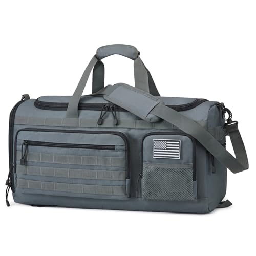 G4Free 3-in-1 Travel Duffle Bag for Men and Women, 50L Large Gym Sports Bags Tactical Military Duffle Backpack with Shoes Compartment and Wet Pocket (Dark Gray) - color: Dark Grey
