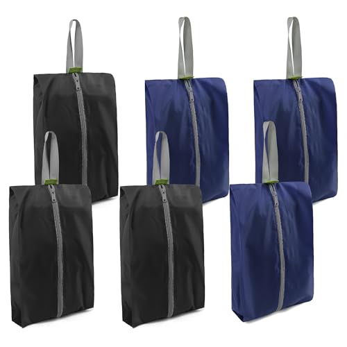BeeGreen Shoe Organizer Set - 6 Pack Shoe Bags For Travel with Zipper Closure and Handle,Stylish and Portable Nylon Shoe Storage for Men and Women's Travel Gifts and Home Storage - color: Black,navy