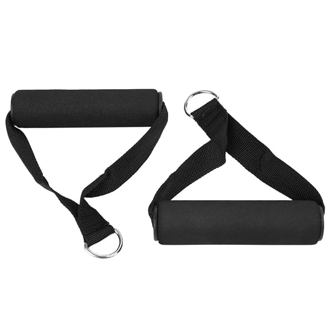 Cable Machine Attachment - Non-Slip Grips for Pulley System with Door Buckle - Durable Home Gym Handle for Pull Downs, Strength Training & Fitness Workouts | Universal Size - Black