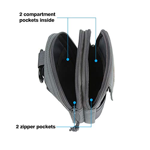 EXCELLENT ELITE SPANKER Tactical Molle EDC Pouch with Cellphone Pouch | Molle admin pouch,molle utility pouch,tool pouch,Organizer Nylon Belt Waist Bag - color: Grey