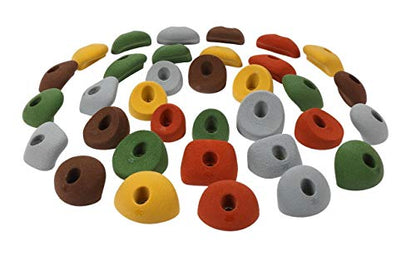 Atomik Rock Climbing Holds Set of 34 Bolt-On Hand and Footholds in Assorted Earth Tones for Little Hands