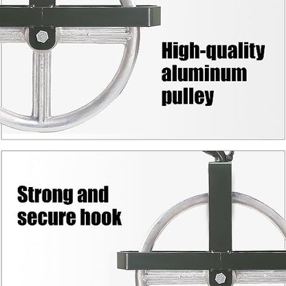 POPMOON Scaffold Hoist Pulley 12" Aluminum Pulley Wheel Load 1000lbs | Heavy Duty 12 inch Scaffolding Wheels Ladder Hooks Pulley with Safety Latch Lock, Scaffold Hoist Pulley for Lifting with Rope