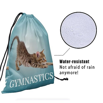 Gymnastics Grip Bag for Gymnasts Gymnastic Drawstring Bag Gym Athlete Bag - color: Blue Gymnastics Cat, size: 9.25" x 12" (Pack of 1)