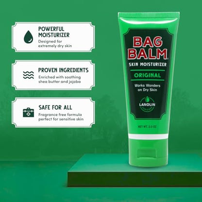 Bag Balm Vermont's Original Hand Moisturizer, Hand Balm for Dry Skin, Cracked Hands, Heels & Dry Hands Treatment, For Dogs and More Ointment, Dry Skin Lotion (2oz Tube (Pack of 2)) - size: 2 Ounce (Pack of 2)