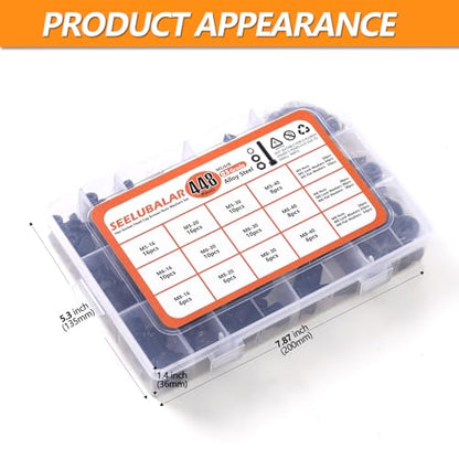 448 Pcs Black M5 M6 M8 Metric Screw Assortment, Black Bolts and Nuts Kit, 12.9 Grade Alloy Steel Metric Hex Socket Head Cap Screws Nuts Washers Kit - style: Hex Socket Head Cap - Kits