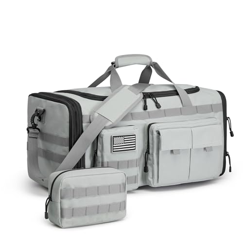 G4Free 3-in-1 Expandable Duffle Bag for Travel Gym, Large Duffel Backpack | 45L to 55L, with Shoes Compartment & Wet Pocket, for Men Women, Grey - color: Grey