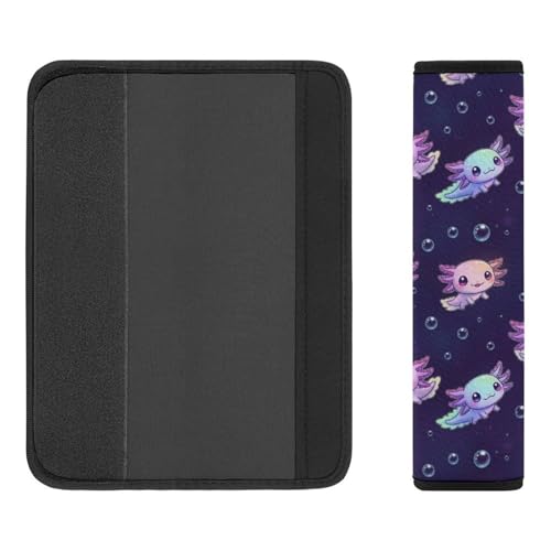Universal Soft and Comfortable Axolotl Purple Seat Belt Shoulder Pad for Kids, Most Cars, 1 Pair Seat Belt Covers Cushion Anti-Slip Pad - color: Pattern 541