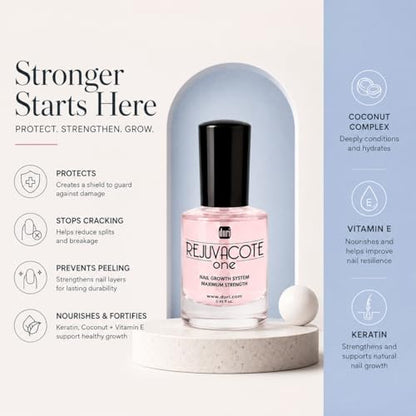 Duri Rejuvacote 1 Nail Growth System - Maximum Strength Nail Strengthener for Damaged Nails from Gel, Acrylic Manicure | Grow Long Natural Fingernails Fast - Rejuvacare Nail Hardener - 0.45 fl. oz. - color: Rejuvacote 1 Original Maximum Strength Nail Grow
