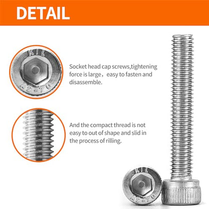 M5 x 30mm 35mm 40mm 45mm 50mm Hex Socket Head Cap Screws Bolts 304 Stainless Steel Allen Hex Drive Metric Machine, Fully Threaded, Assortment Kit 50PCS - size: M5 x 30/35/40/45/50mm (50PCS)