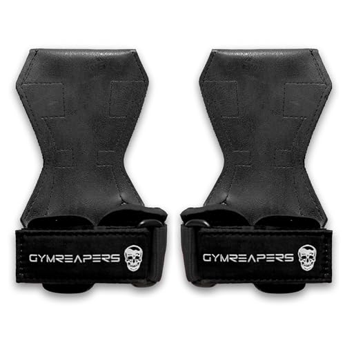 Gymreapers Weight Lifting Grips (Pair) for Heavy Powerlifting, Deadlifts, Rows, Pull Ups, with Neoprene Padded Wrist Wraps Support and Strong Rubber Gloves or Straps for Bodybuilding - color: Black, size: Small