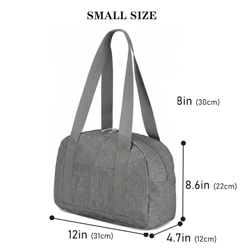 Mini Gym Bag for Women Girls, 12 inch Small Gym Tote, Lightweight Small Carry On Duffle Bag for Travel Sports - color: Grey