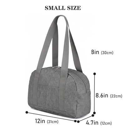 Mini Gym Bag for Women Girls, 12 inch Small Gym Tote, Lightweight Small Carry On Duffle Bag for Travel Sports - color: Grey