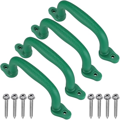 SELEWARE Green Playground Safety Handles 4Pcs Kids Playground Grab Handles | Non-Slip Durable Plastic Handle Indoor Outdoor Playset Handle for Playhouse, Treehouse, Climbing Frame, Jungle Gym, Swing Set - color: Army Green (4 Pack)