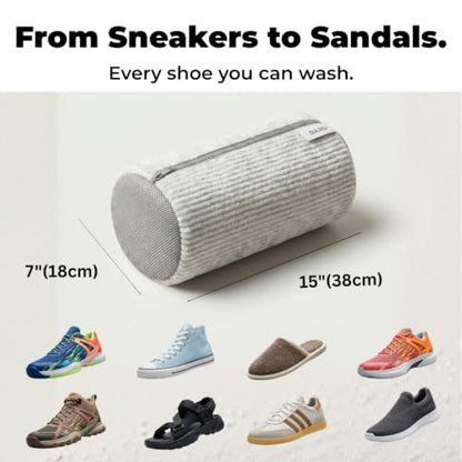 DARU 2-Pack Shoe Washing Machine Bag, Sneaker and Tennis Shoe Laundry Bags | Shoe bag for washing machine, Mesh Protection, Washer & Dryer Safe, Locking Reinforced Zipper, 360 Deep Shoe Cleaner, XL - color: White