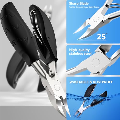 Toenail Clippers for Seniors Thick Toenails, Sharp Toe Nail Clippers Set for Men Women, Heavy Duty Fingernail Clipper Pedicure Tools for Feet, Professional Manicure and Pedicure Kit with Nail Scissors - style: Black 7PCS Nail Clippers Set