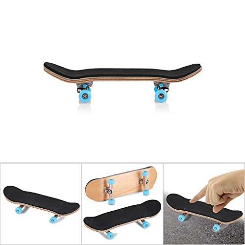 Gavigain 1Pc Wooden Fingerboard Maple Wooden Alloy Fingerboard Finger Skateboards with Box Reduce Pressure Kids Gifts(Light Blue)