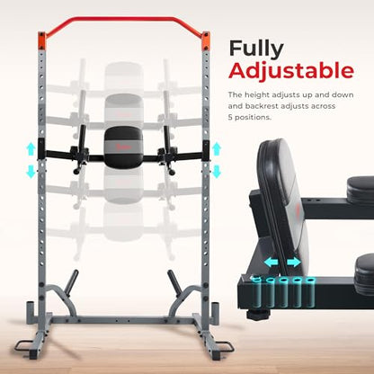 Sunny Health & Fitness Power Cage Squat Rack Attachments for Home Gym | Strength Training, Expanded Workout Variety, Durable Construction, Secure Fit, Quick Installation, Versatile Exercise Support - style: Captain's Chair