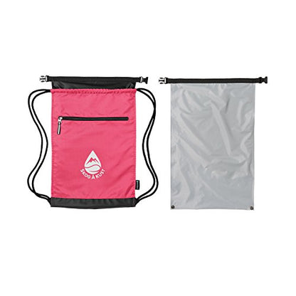 Skog Å Kust GymSak | Patented 2-in-1 Drawstring Cinch Bag with Removable Waterproof Dry Bag | Pink - color: Pink