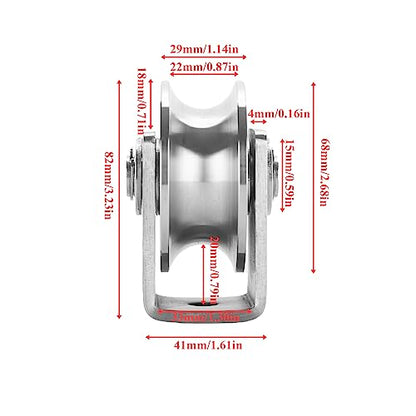 Stainless Steel U Groove Wheel Heavy Duty Pulley Smooth Rolling Door Wheels Sliding Gate Hardware High Weight Capacity Rollers Rolling Driveway Gate Bracket Rollers for Carts Furniture Machinery - size: 4pc 3inU