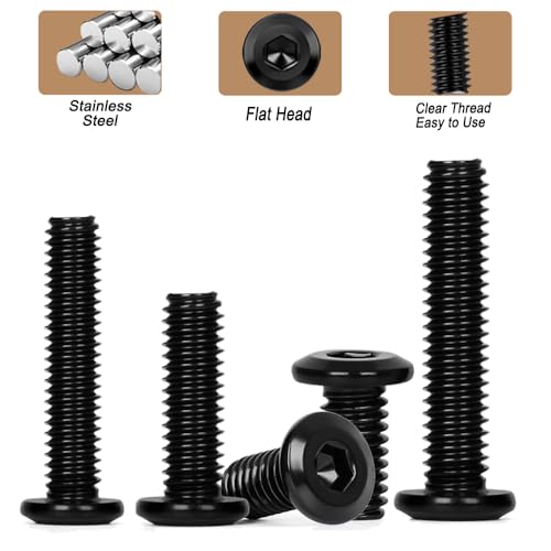 Matuja 1/4-20 x 3/4" Flat Head Hex Socket Bolts Screws,304 Stainless Steel,Black Oxide Finish,Fully Threaded Bright Furniture with Hex Key(20 Pcs) - size: 1/4-20 x 3/4"