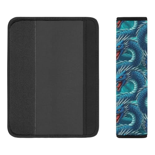 Soft Padded Car Seat Belt Pad for Child, Most Cars, 2 Piece Blue Cool Dragon Seat Belt Cushion Comfortable Driving - color: Pattern 1182