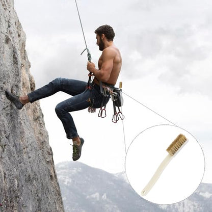 Grevosea Climbing Brush, Firm Rock Bouldering Brush with 4 Rows Thick Boar's Hair Bristles and Long Handle for Indoor or Outdoor Holds and Chalk