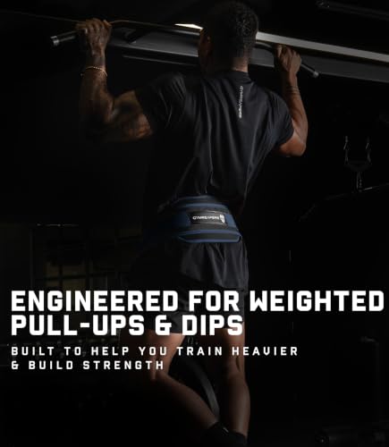 Gymreapers Dip Belt With Chain For Weightlifting, Pull Ups, Dips - Heavy Duty Steel Chain For Added Weight Training - color: Navy