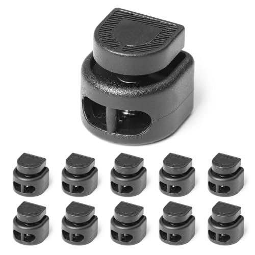 UpUGo 10 PCS Cord Ends Tips and Spring Cord Locks | Shoe Lace Tie Locks for Drawstrings, Paracord, Clothing and Bags - color: Black-d-lock, size: D-lock