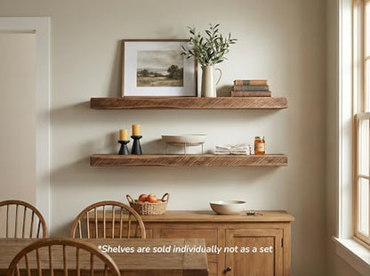 Reclaimed Wood Floating Shelves Real Thick Solid Wood Shelf Handmade - size: 24x6