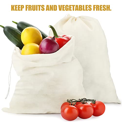 Tatuo 50 Pcs 12 x 15 Inches Cotton Bags with Drawstring Large Reusable Produce Bags Linen Empty Storage Pouches Canvas Fabric Sachet for Bread Food Storage - size: 12 x 15 Inches (Pack of 50)