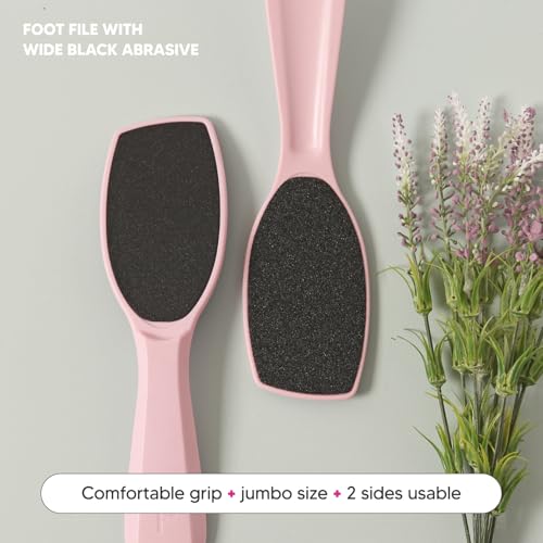 Wide Emery Foot File(Hot Pink), Double-Sided Pedicure Tool, Colossal Professional Foot File for Men & Women, Effective for Cracked Heel, Callus Remover, Foot Scrubber - color: Hot Pink