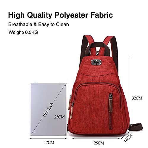 FANDARE Retro Sling Chest Backpack Multipurpose Crossbody Shoulder Bag - color: Red