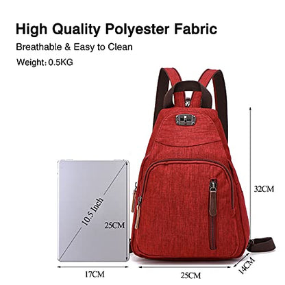 FANDARE Retro Sling Chest Backpack Multipurpose Crossbody Shoulder Bag - color: Red