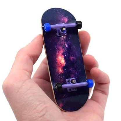 Teak Tuning 34mm Pro Fingerboard Heat Transfer Graphic Complete - Fully Assembled with Pro Level Parts - Pro Shaped Wood Deck (34x97mm), UltraSpin Wheels, Prodigy Trucks - Galaxy - color: Galaxy