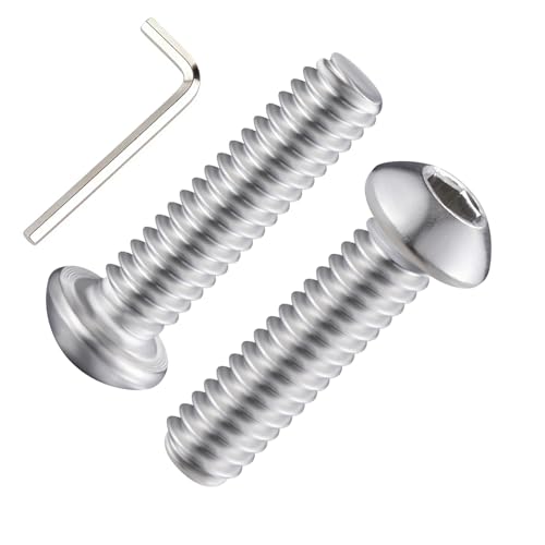 Wensilon (50Pcs) 1/4-20 * 1-1/4 Button Head Socket Cap Bolts Screws, 304 Stainless Steel, Allen Hex Drive, Bright Finish, Fully Machine Thread - color: Silver, size: B 1/4-20*1-1/4