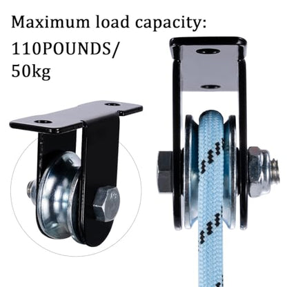 Black Pulley Wheel, Small Wall Mount Cable Pulley System for Home Gym, Weight Lifting, DIY Fitness Equipment, Ceiling Mount Accessories 2 Pack