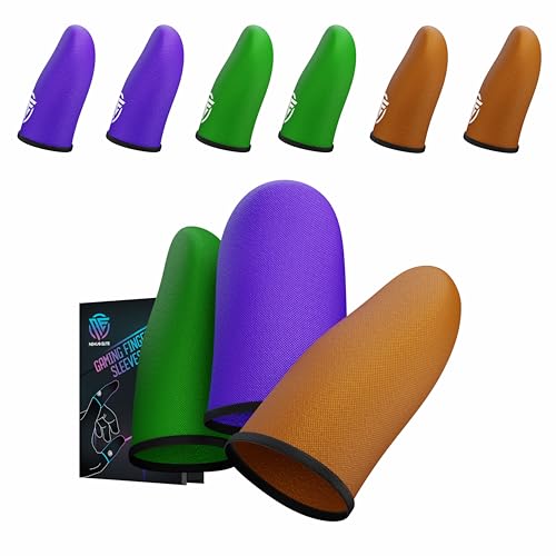 Gaming Finger Sleeves Cots Gloves Covers Protectors Thumb Hand Guard Sleeve for PUBG Mobile Phone Gamer Grip Pro - color: Neon Core