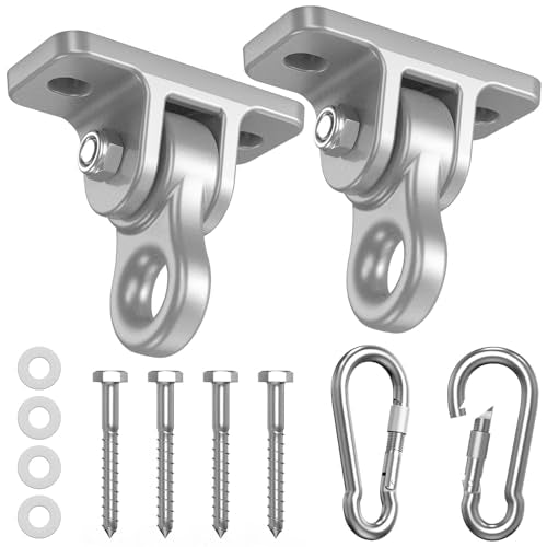 Heavy Duty Swing Hangers, Indoor-Outdoor Hooks, 2-Pack | Corrosion Resistant, 5000+ lb Capacity, For Porch Swings, Yoga, Playgrounds, Trapeze, Hammocks, Punching Bags - color: 2 Pack Silver