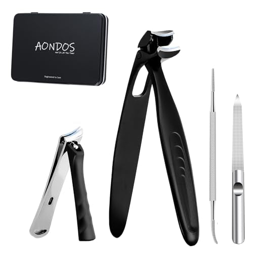 Precision Stainless Steel Heavy Duty Angled Head,Wide Jaw Clippers for Seniors and Man,Ingrown Toenail,Thick Nail.Long Handle, Extra-Large Slanted Nail Cutter.Men,Women,Elderly. (4PCS)