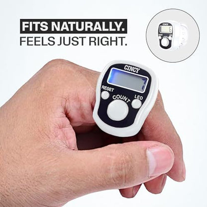 CINCY Clicker Counter with LED for Day & Night Use - Instant Reset, Accurate & Quiet, Long Battery Life - for People, Laps, Pitch, Golf, Baseball, Fish Counting, for Prayer, Everyday Prayer – 1 Pack - color: White