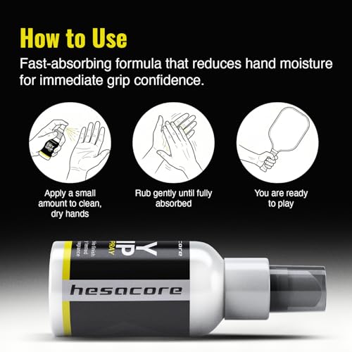Hesacore Instant Dry Grip Spray | Fast-Drying, Non-Sticky Formula | Creates a Dry Hand Feel for Pickleball & Racquet Sports