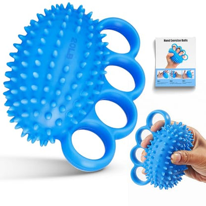 Hand Exercise Ball, Finger Therapy Ball, Grip Strengthener for Adults - Stress Relief, Massage Ball, Resistance Training for Wrist Flexibility, Hand Strengthening, Anxiety Relief - color: blue