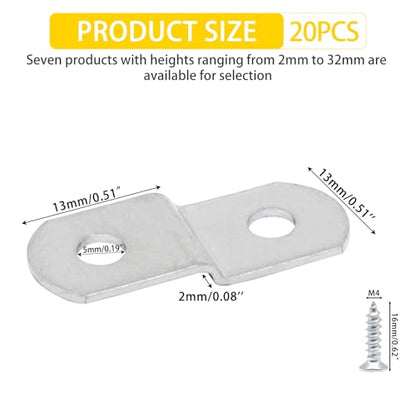 Offset Clips for Picture Framing, Z-Shape Canvas Mounting Clips with Mounting Hole, with Screws (20pcs, 2mm) - size: 2mm
