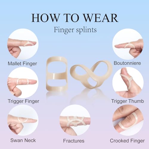 Oval Finger Splint 6 pcs, Finger Splints for Arthritis, Mallet Finger, Trigger Finger Splint, hypermobility(EDS) finger For Thumb/Middle,/Index/Pinky or Ring Finger(size 9,10 each 3pcs) - size: size 9,10 each 3 pcs