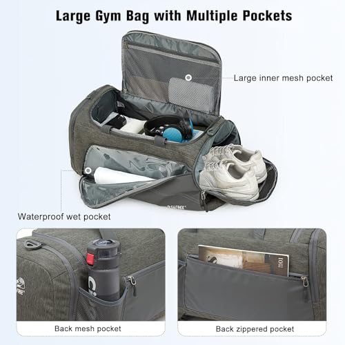 G4Free 45L/60L 3-Way Duffle Backpack Gym Bag with Wet Pocket & Shoes Compartment Sports Travel Weekender Overnight Duffel Bag | with Wet Pocket, Weekender Overnight Duffel Bag, Grey - color: Grey, size: 60L