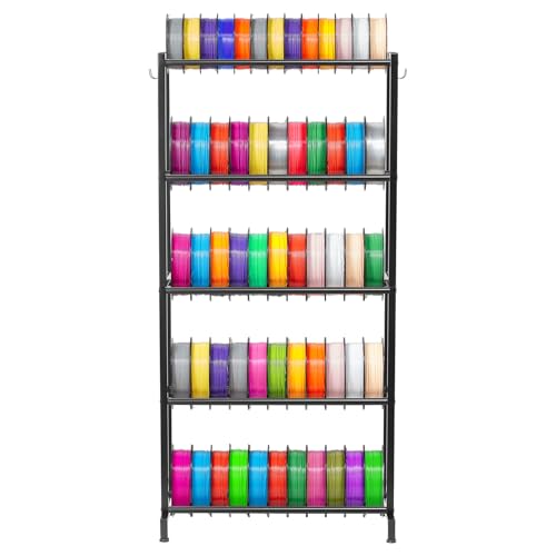 VEVOR 3D Printer Filament Storage Rack, 5 Tier Heavy Duty Storage Shelves for 3D Printing Filaments, Filament Spool Holders Racks for 3D Printing Studio, Home Studio, Office, Workshop (Shelf Only) - size: 5-Tier
